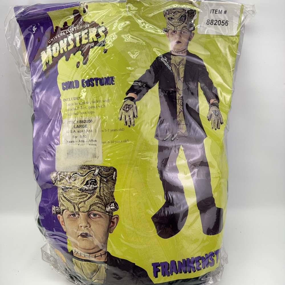 Frankenstein Monster Child Costume Large 12-14 For 8-10 Yrs Old Halloween Kids